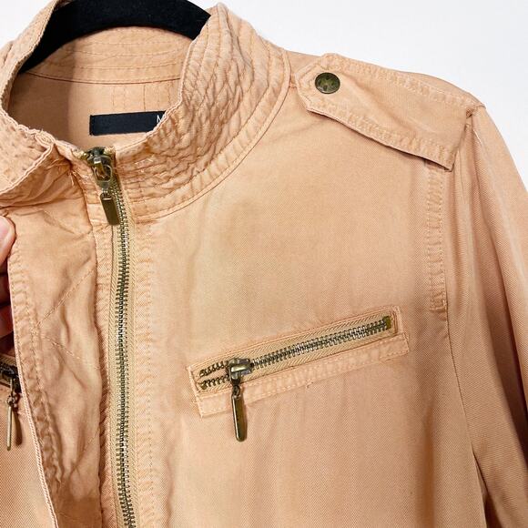 Max Jeans Small Orange Zip Front Jacket Lightweight Cinch Waist Utility Casual - Picture 4 of 13